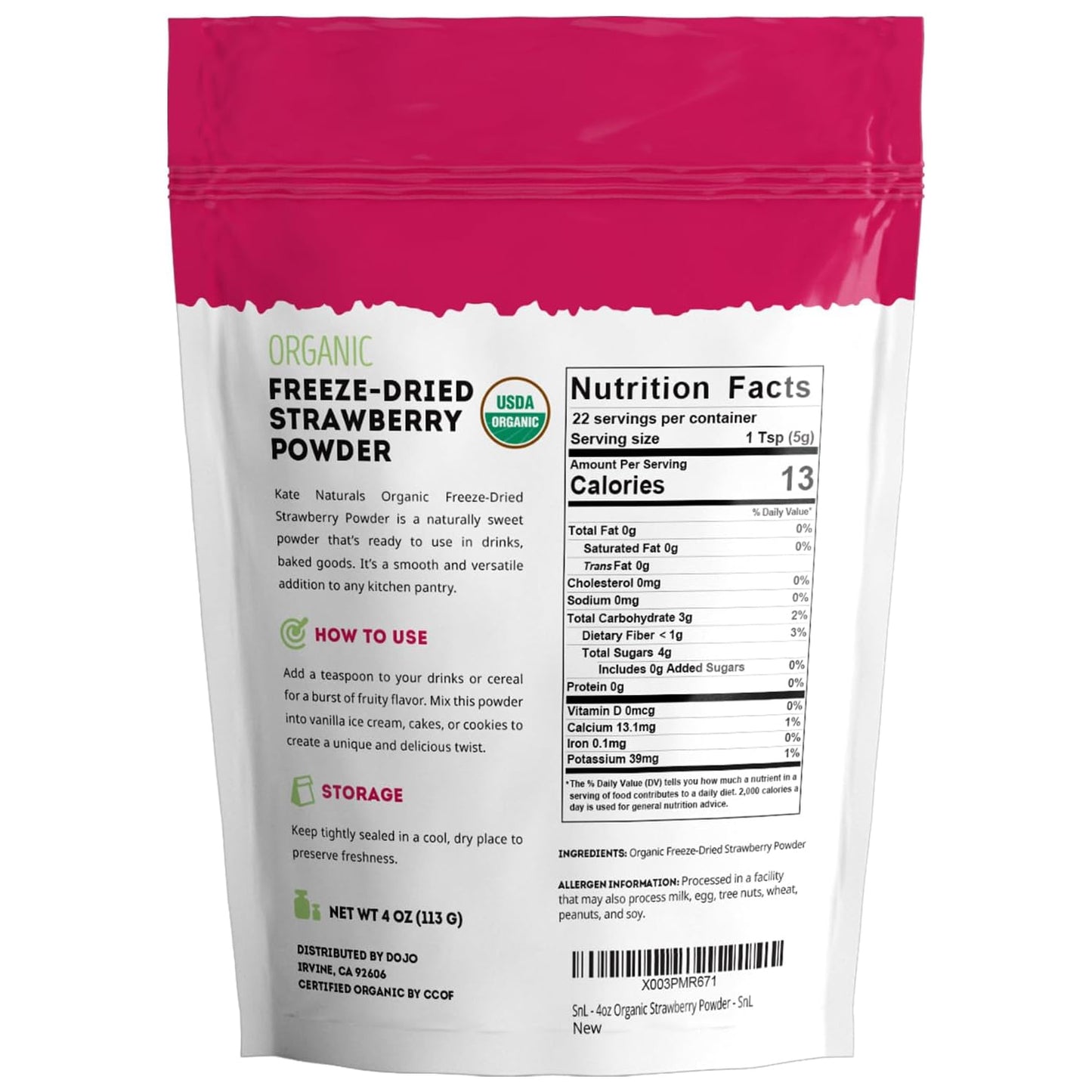 Organic Freeze Dried Strawberry - 4 oz