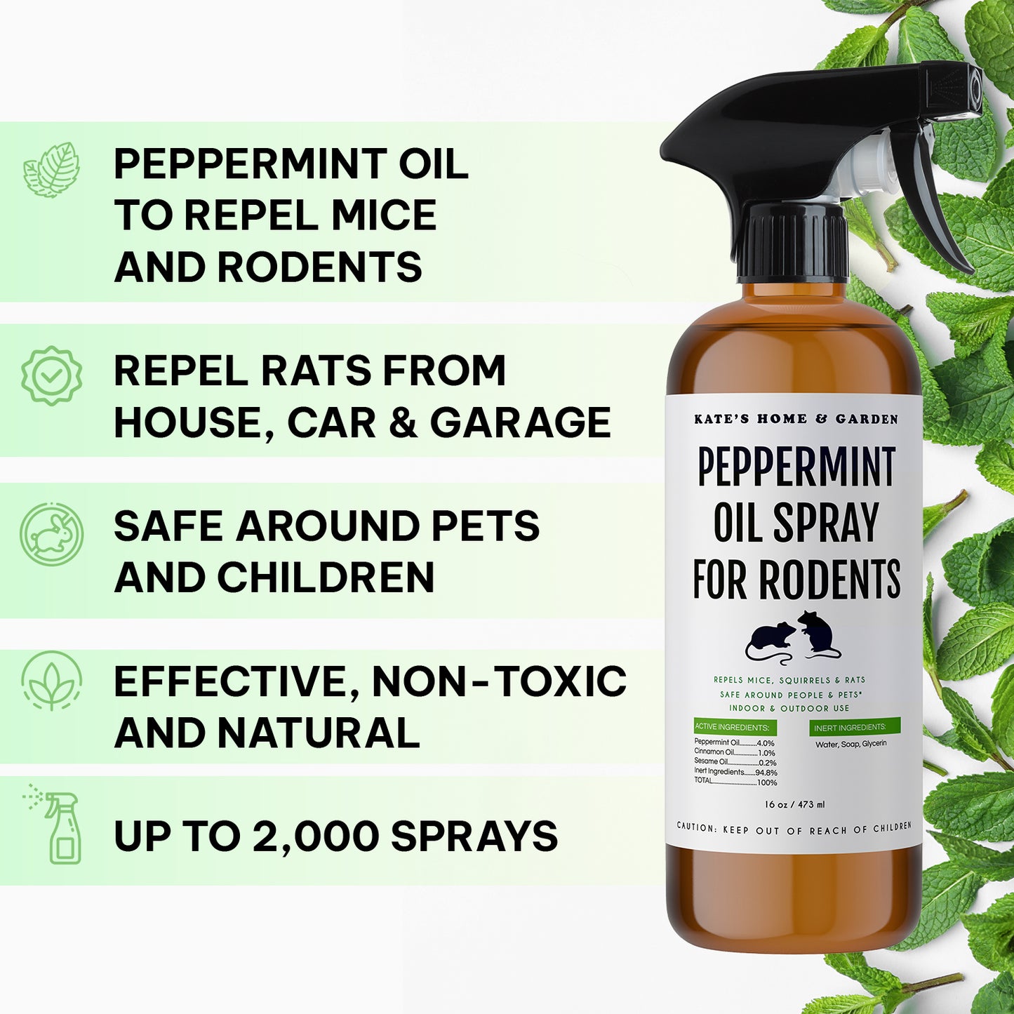 Rodent Repellent Spray with Peppermint Oil