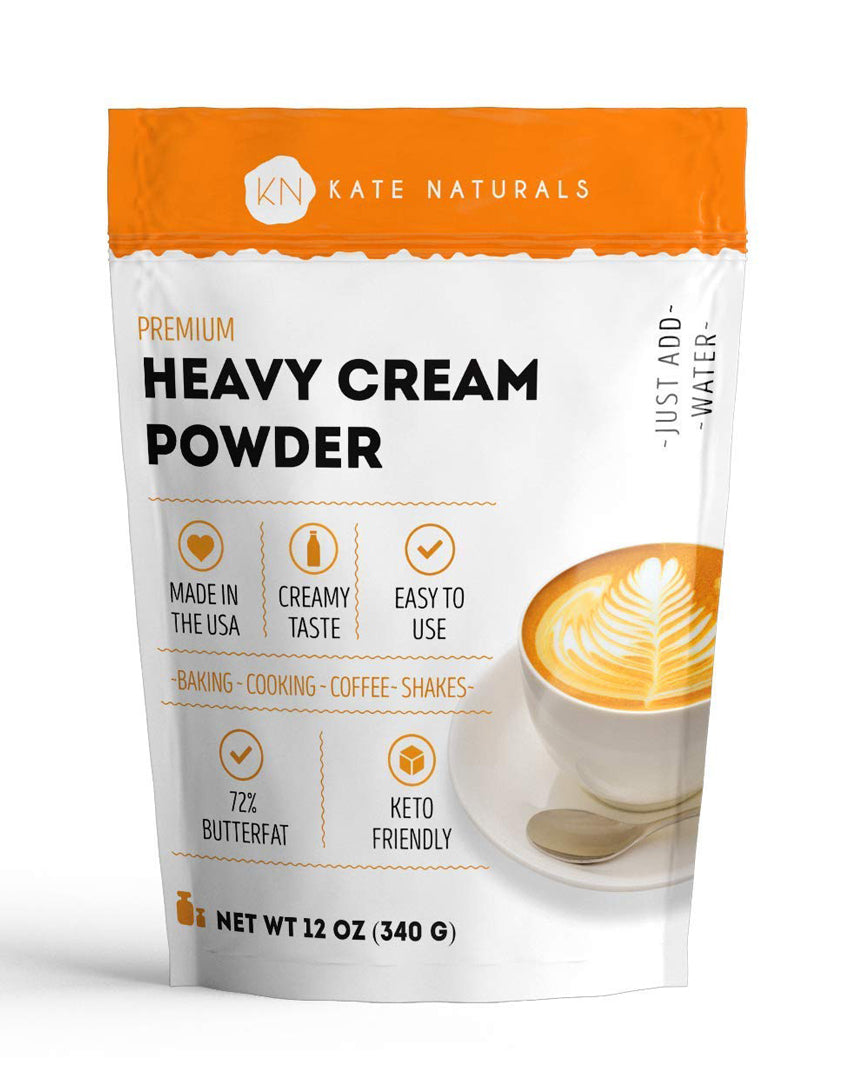 Heavy Cream Powder for Coffee & Heavy Whipping Cream 12oz - Kate Naturals. Powdered Heavy Cream for Sour Cream Powder, Butter, Clotted Cream, and WH