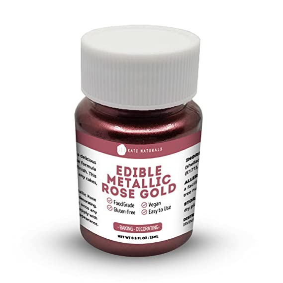 Edible Metallic Gold Dust for Cake Decorating Edibles & Cookies (0.5 fl oz) - Kate Naturals.