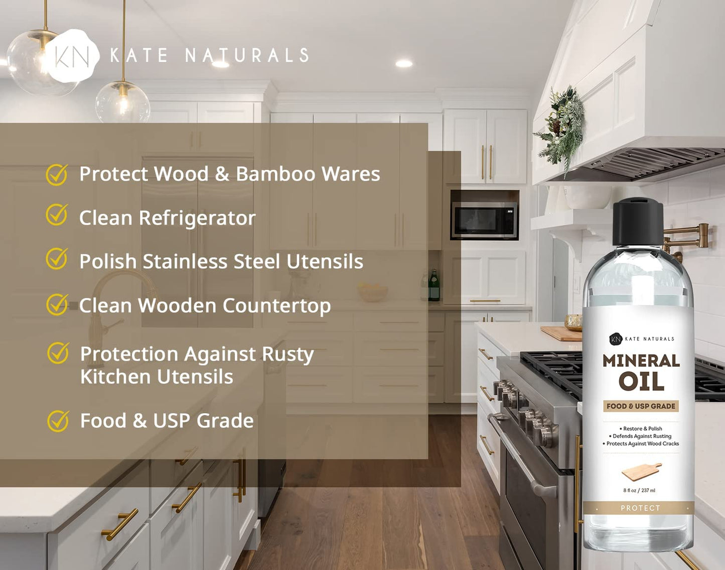 Mineral Oil for Cutting Board Oil (8oz) - Kate Naturals