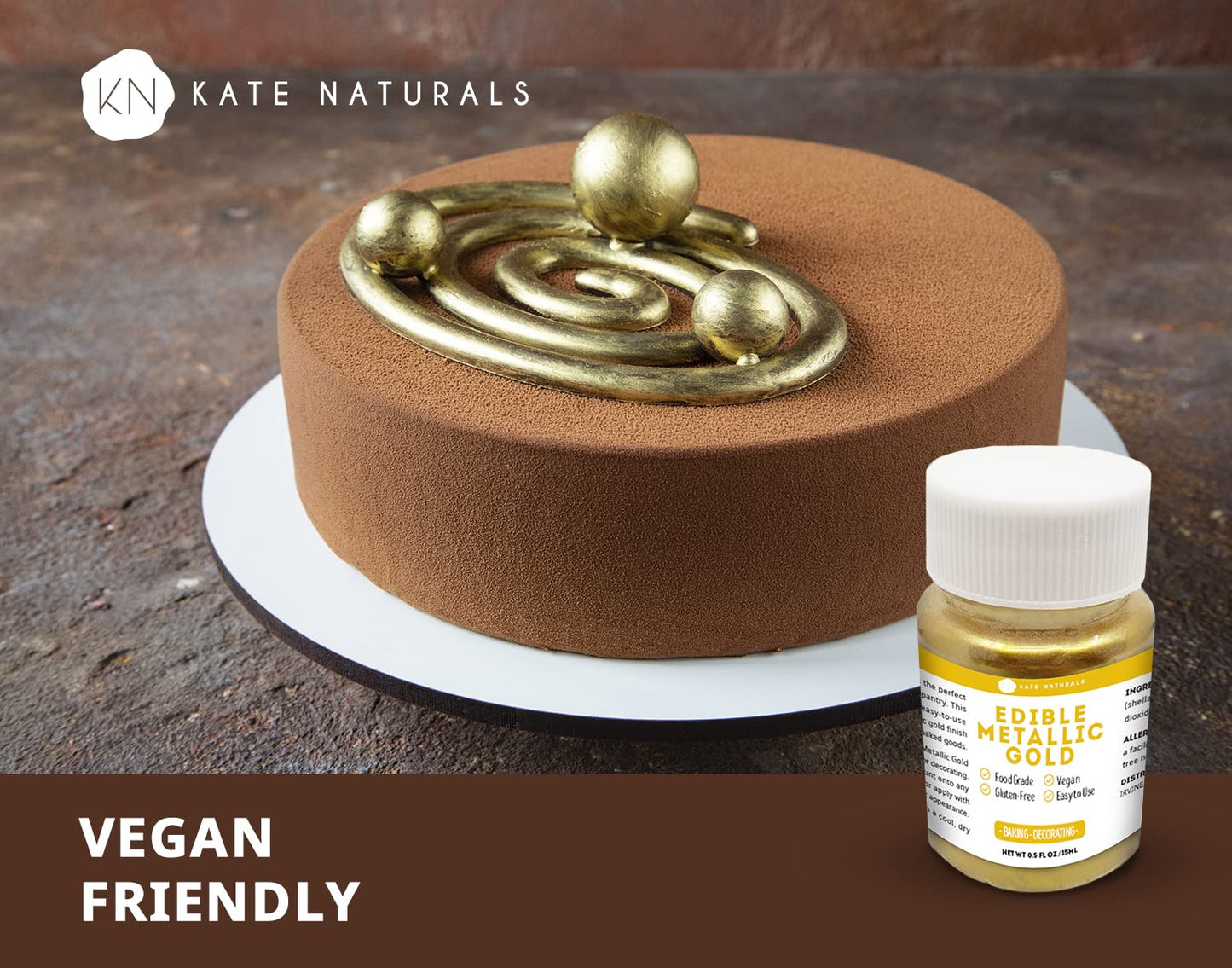 Edible Metallic Gold Dust for Cake Decorating Edibles & Cookies (0.5 fl oz) - Kate Naturals.