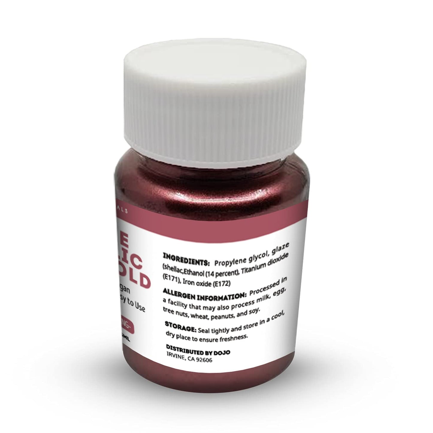 Edible Metallic Rose Gold Dust for Cake Decorating & Cookies (0.5 fl oz) - Kate Naturals