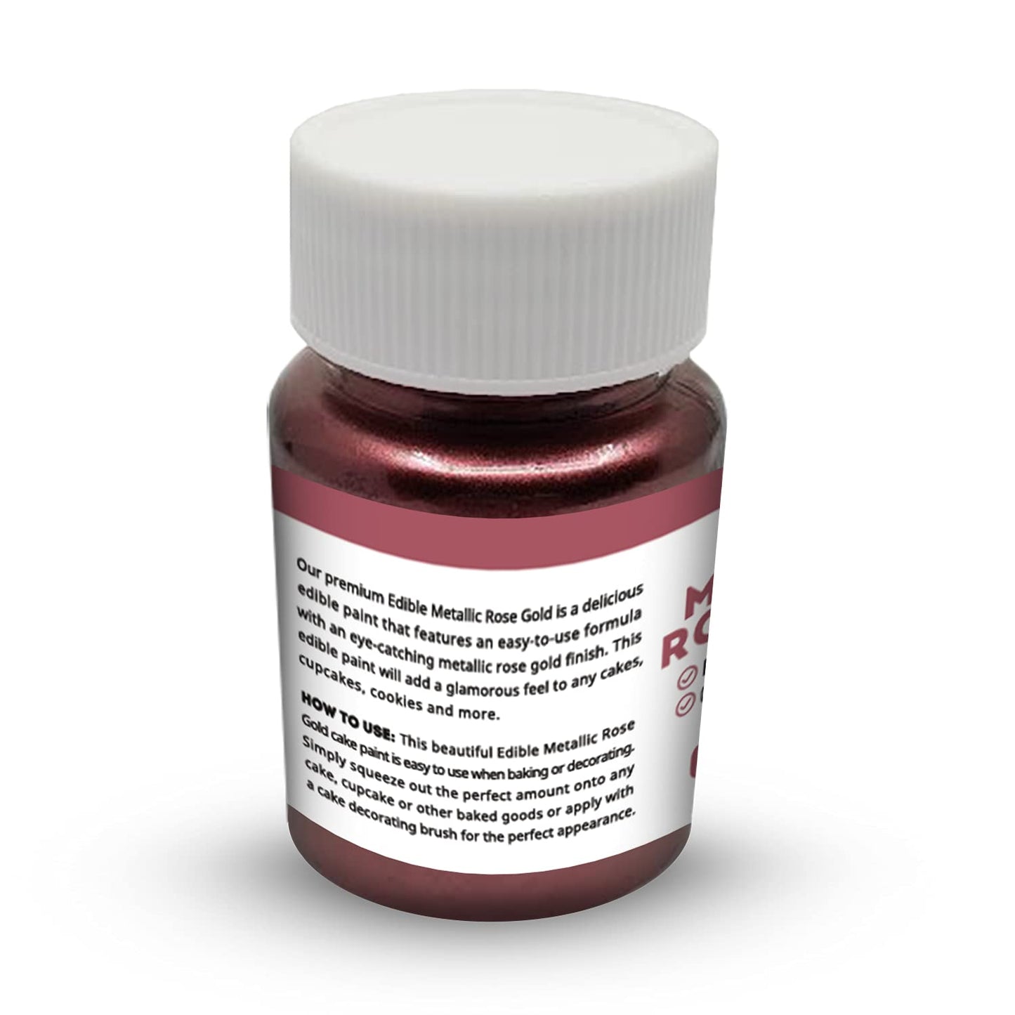 Edible Metallic Rose Gold Dust for Cake Decorating & Cookies (0.5 fl oz) - Kate Naturals