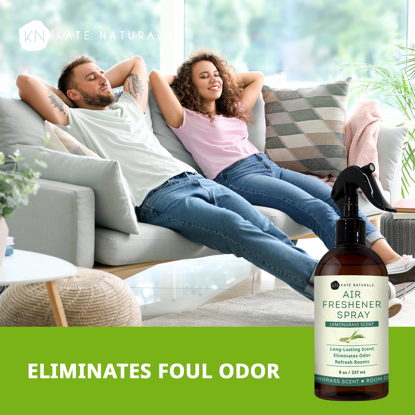 Air Freshener Spray Lemongrass Scent - Kate Naturals (8 fl oz)