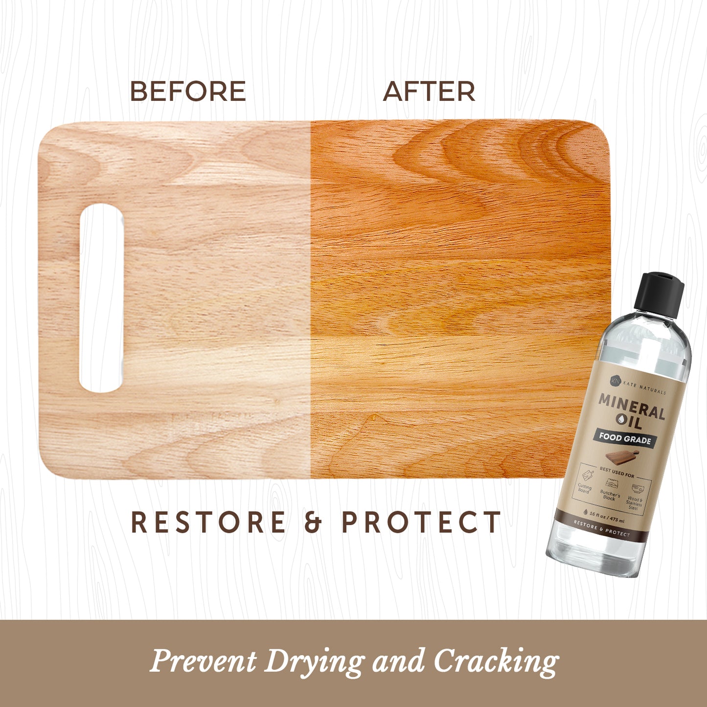 Mineral Oil for Cutting Board Oil (8oz) - Kate Naturals