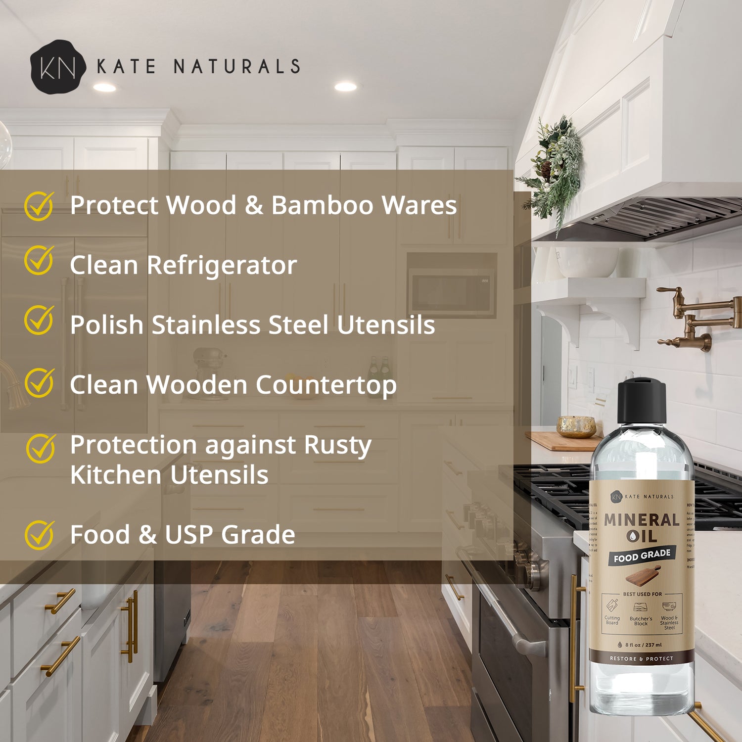 Kate Naturals Cutting Board Mineral Oil - Thumbnail 5