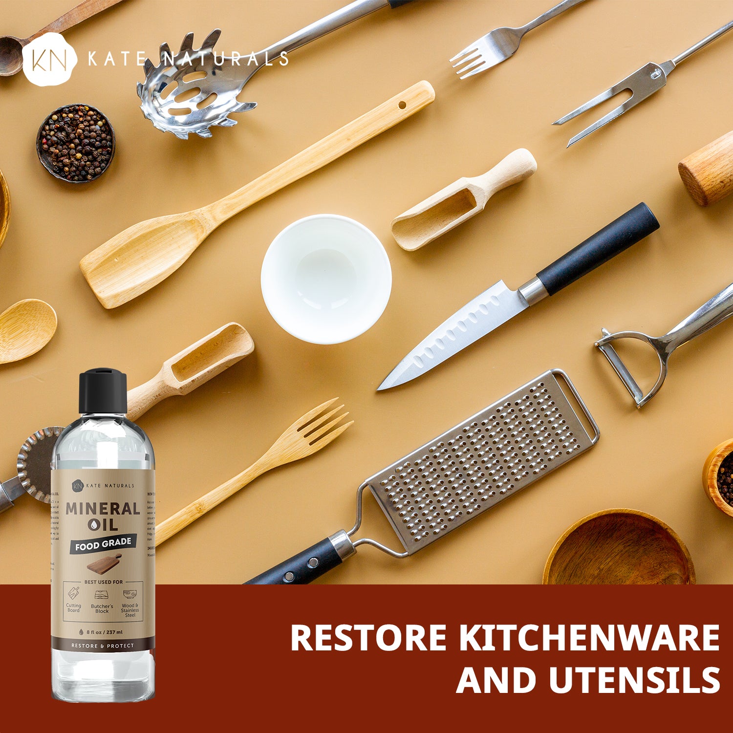 Kate Naturals Cutting Board Mineral Oil - Thumbnail 3