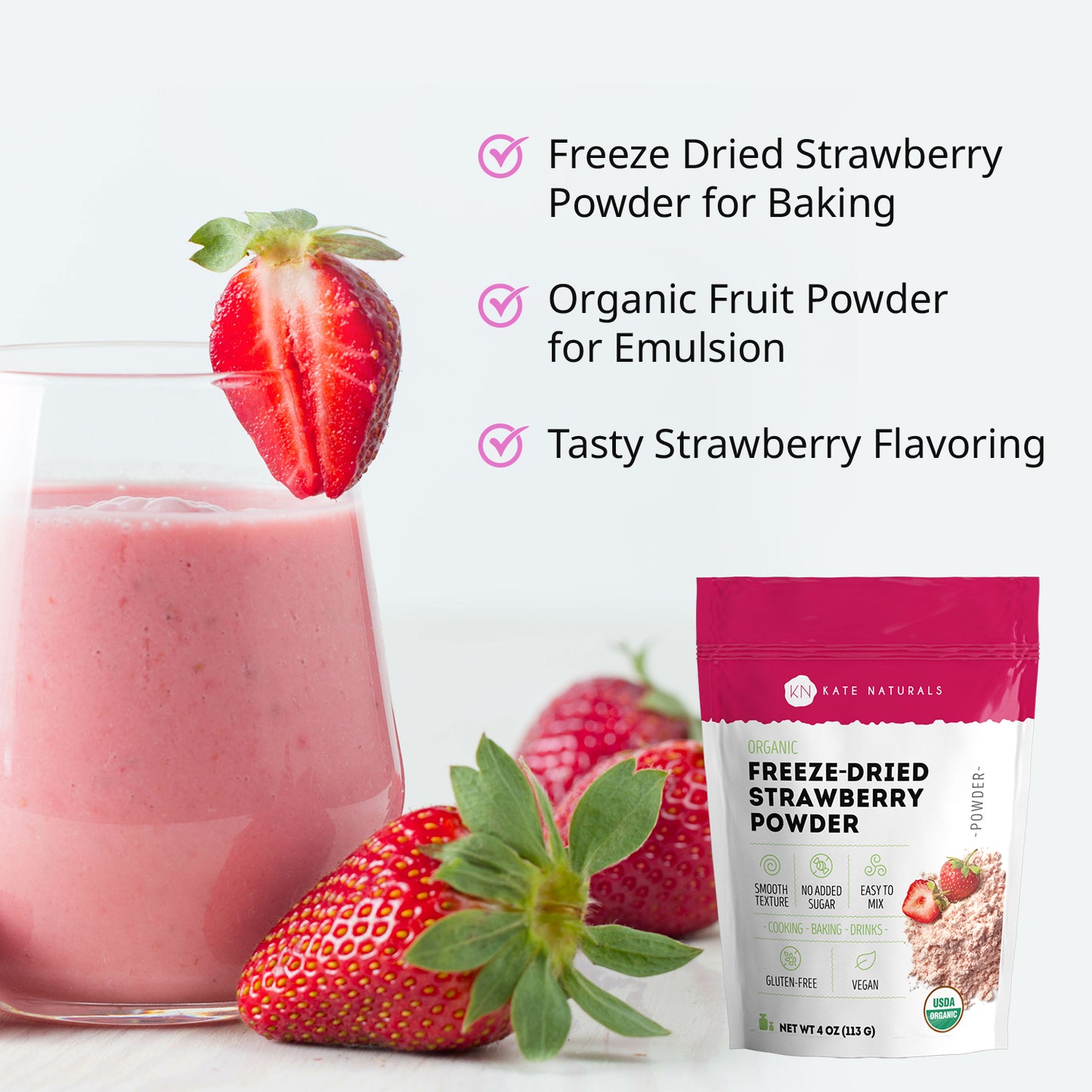 Organic Freeze Dried Strawberry - 4 oz