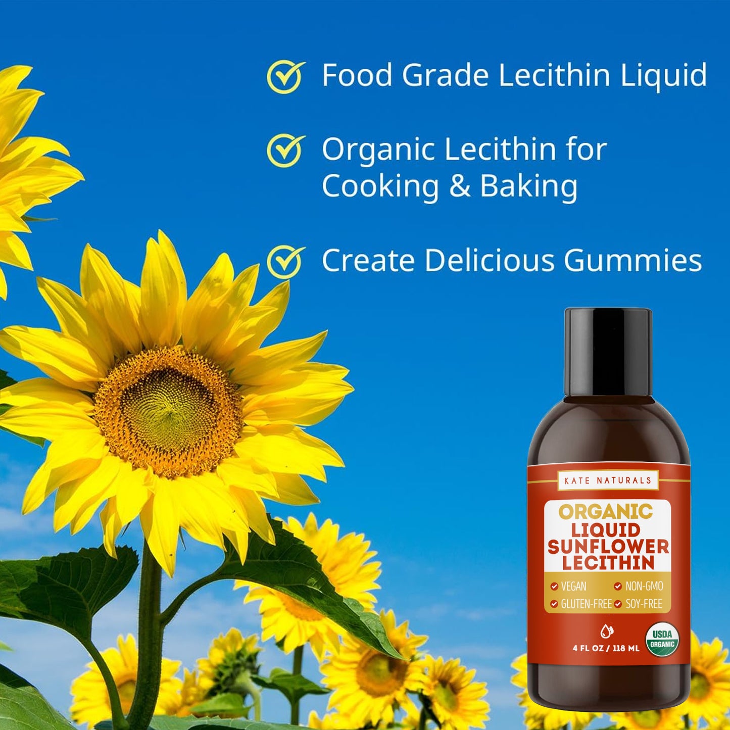 Kate Naturals Organic Sunflower Lecithin Liquid