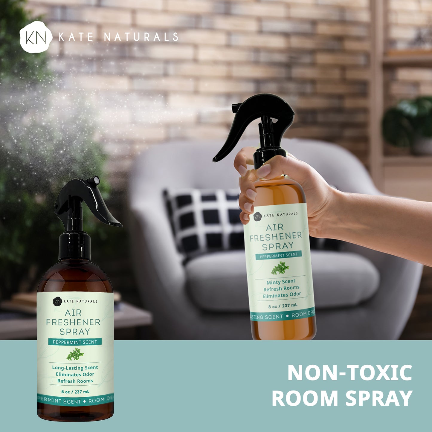 Air Freshener Spray Peppermint Scent - Kate Naturals (8 fl oz)