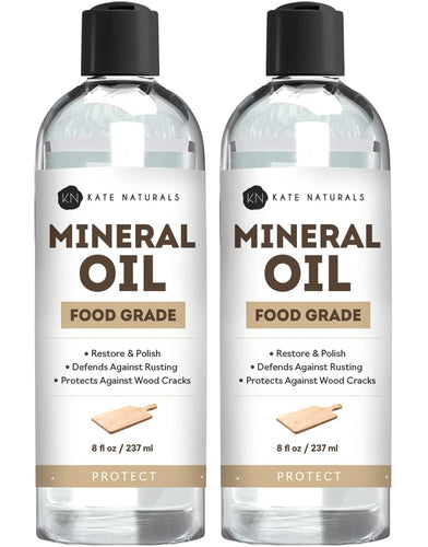 Mineral Oil for Cutting Board Oil (2-Pack - 8oz) - Kate Naturals