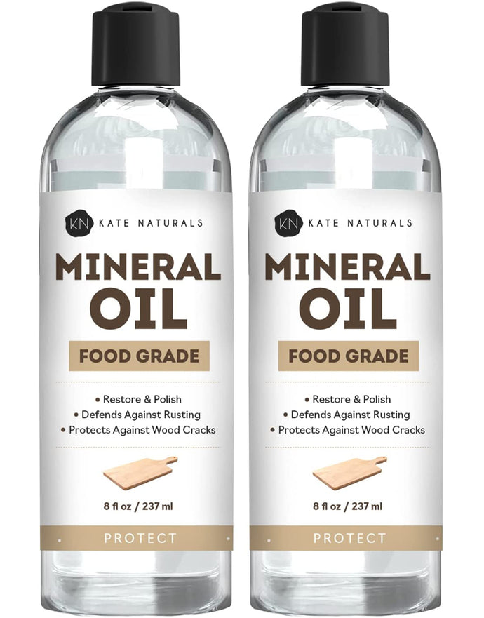 Mineral Oil for Cutting Board Oil (2-Pack - 8oz) - Kate Naturals
