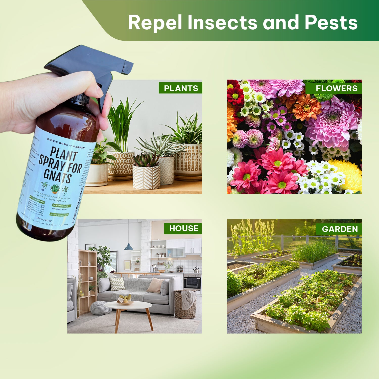 spray for house plant flies Plant Spray for Insects 16oz by Kate's Home & Garden – Kate Naturals