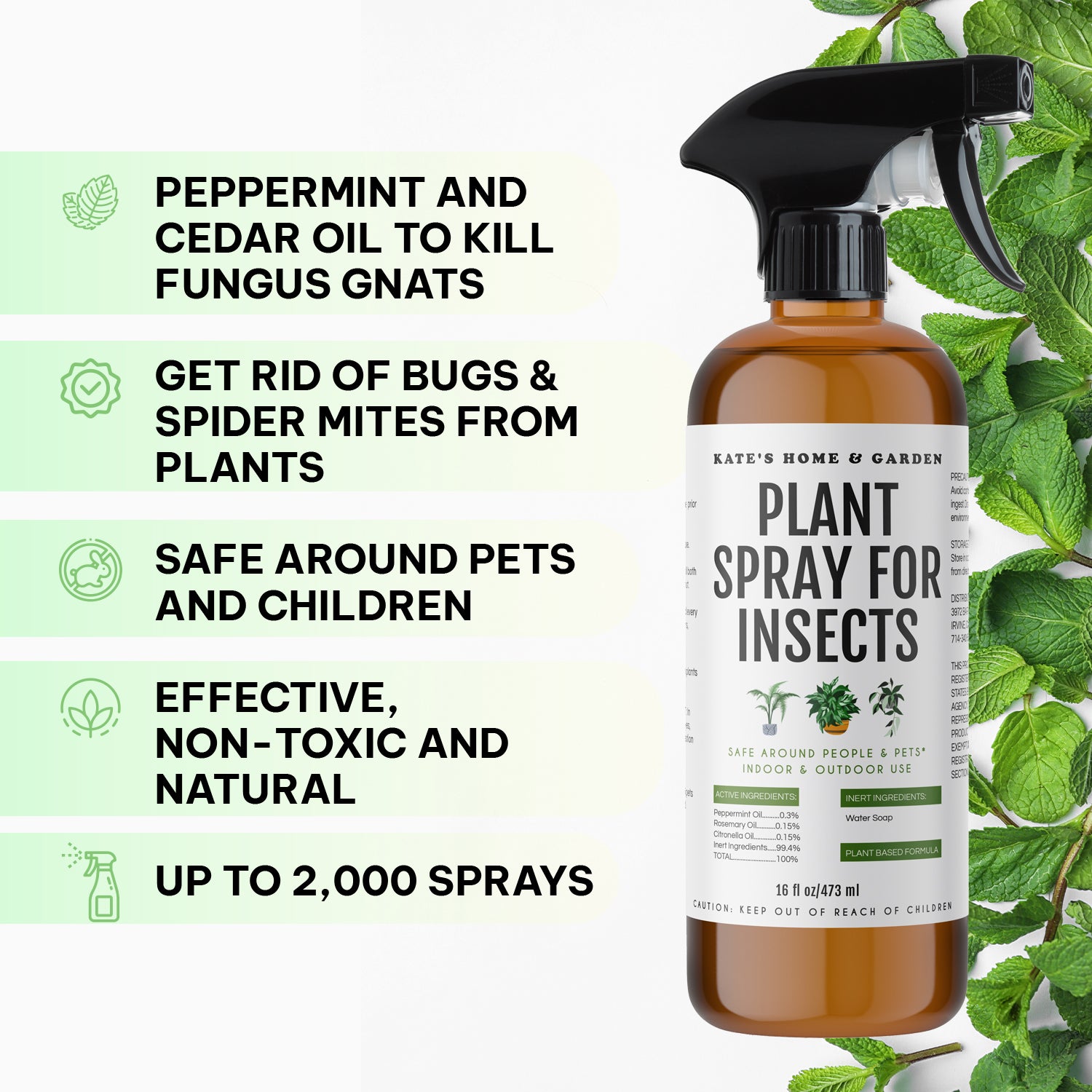 natural spider killer for plants Plant Spray for Insects 16oz by Kate's Home & Garden – Kate Naturals