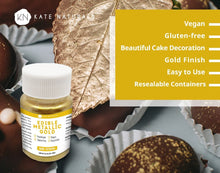 Load image into Gallery viewer, Edible Metallic Gold Dust for Cake Decorating Edibles &amp; Cookies (0.5 fl oz) - Kate Naturals.
