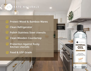 Mineral Oil for Cutting Board Oil (8oz) - Kate Naturals